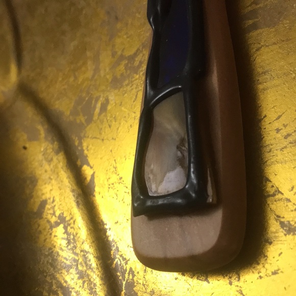 Unique Hand Mirror Wood W/Stained Glass Trim - Picture 7 of 12